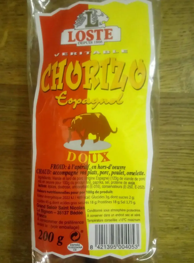 Chorizo espagnol doux