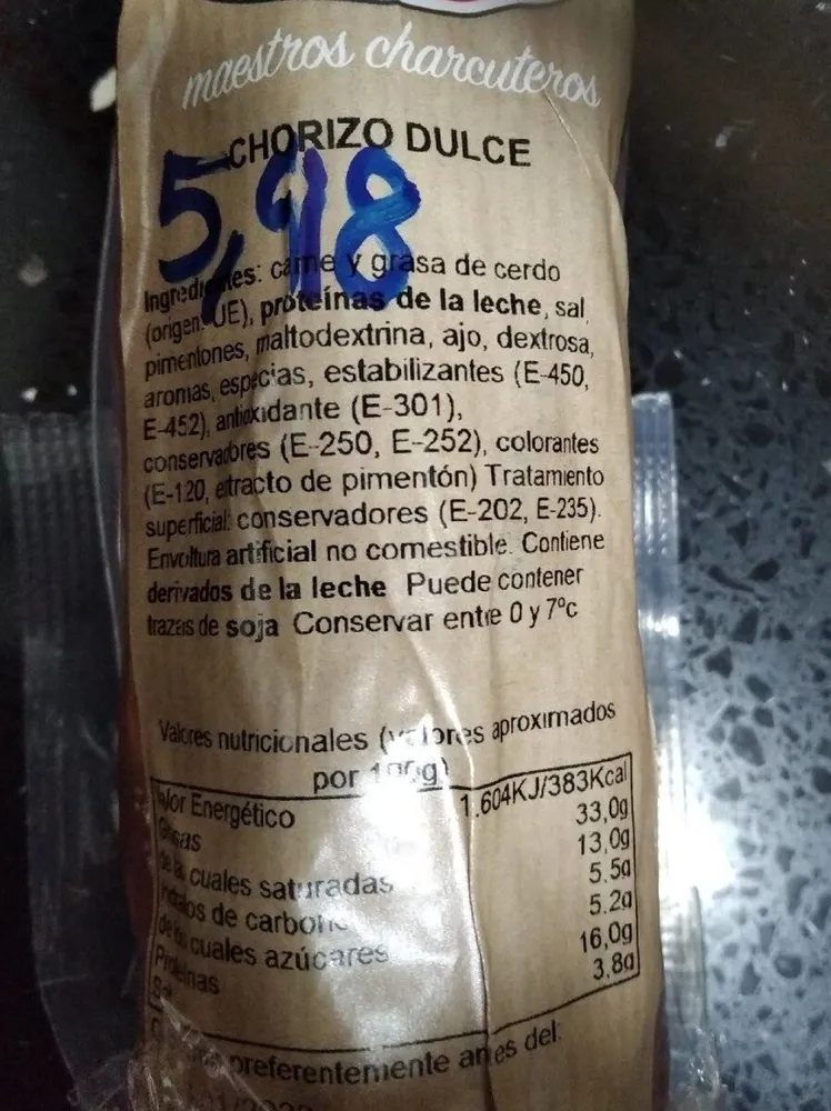 Chorizo dulce