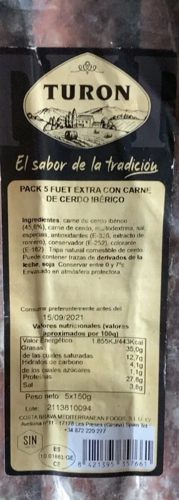 Fuet extra con carne de cerdo iberico