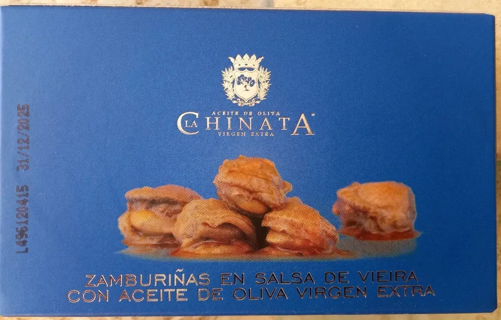 Zamburiñas en salsa de vieira con aceite de oliva virgen extra