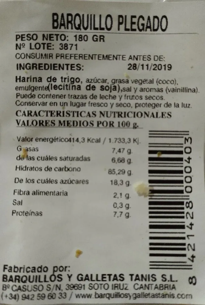 Barquillo plegado