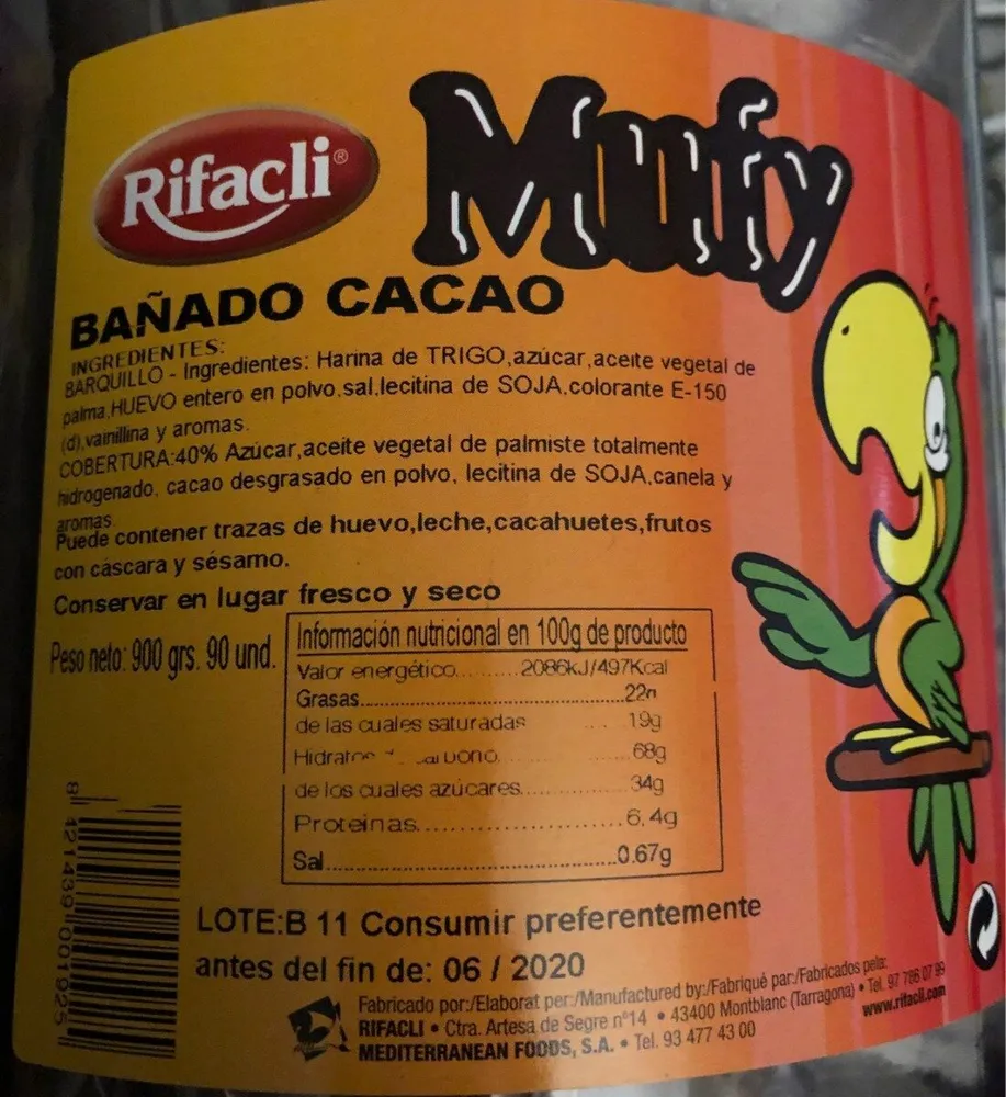 Barquillo bañado cacao