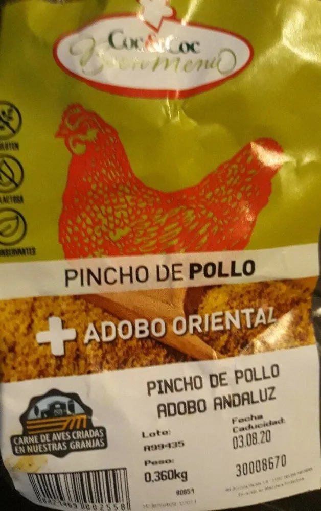 Pincho de pollo con adobo oriental