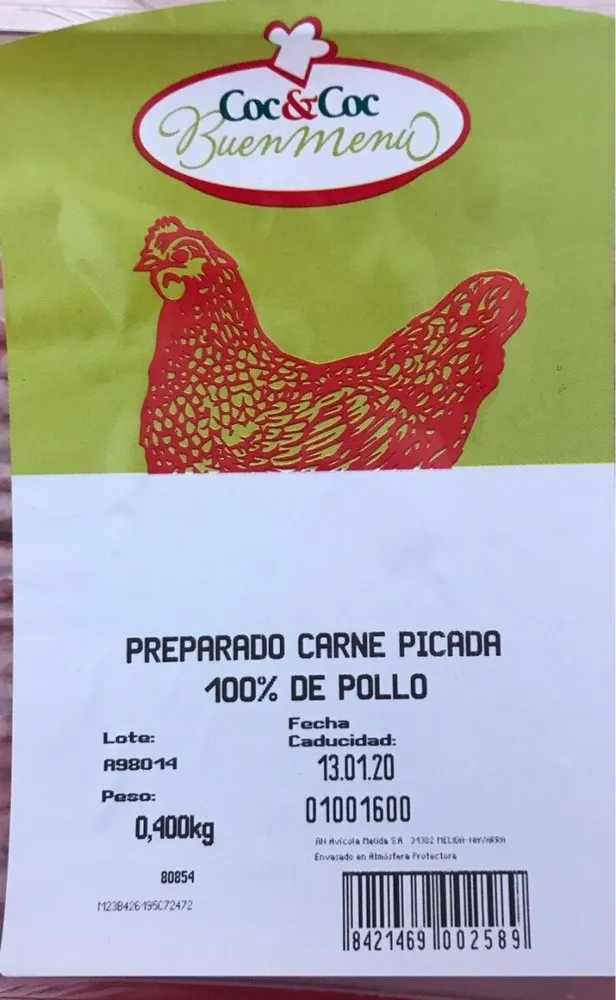 Carne picada pollo 100%