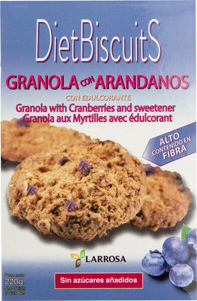 Granola con arándanos sin azúcares añadidos y con edulcorantes