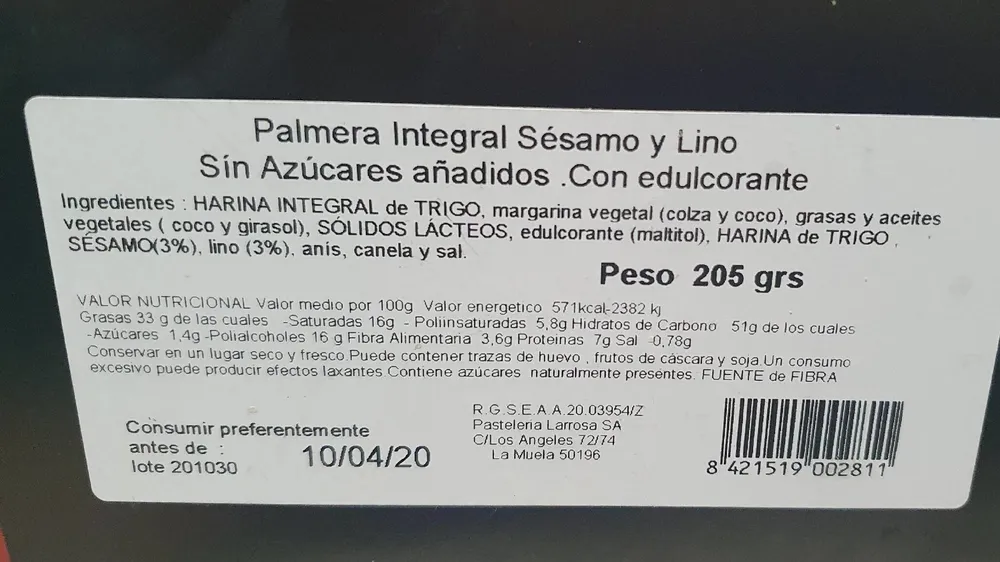 Palmera integral Sésamo y Lino