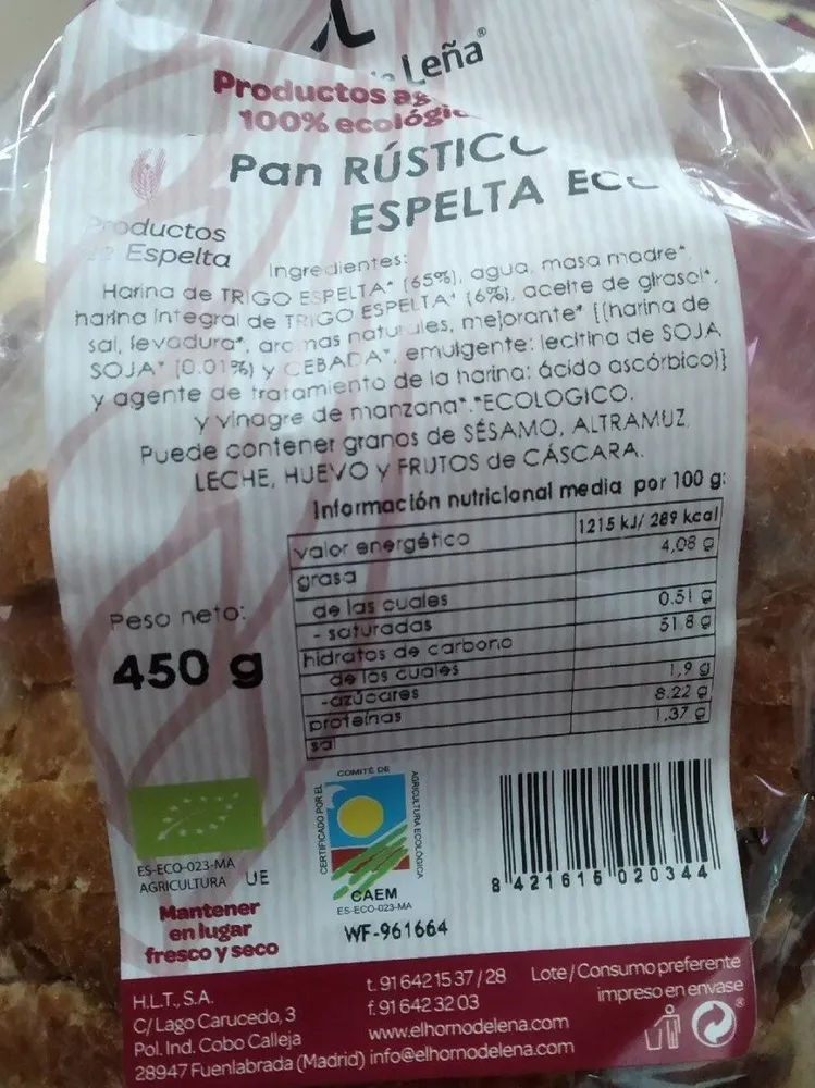 Pan rustico de espelta eco