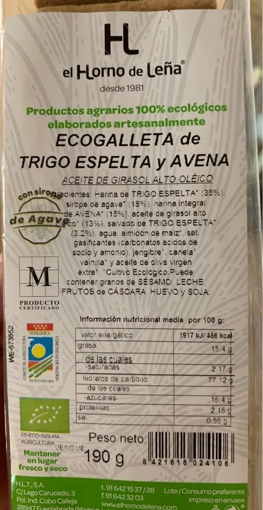 Ecogalleta de Espelta y Avena