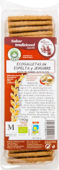 Ecogalletas de espelta y jengibre ecológicas