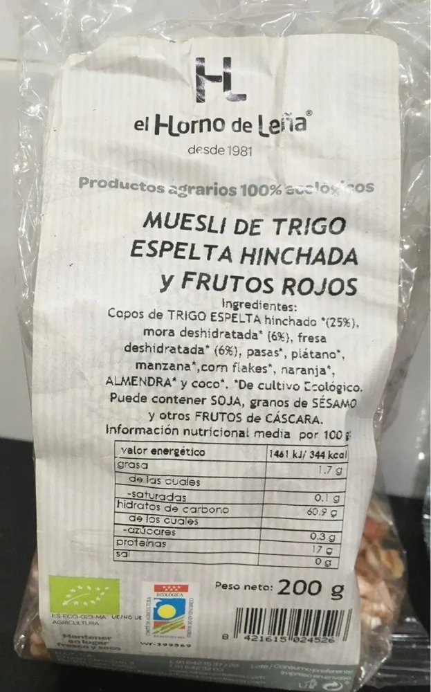 Muesli de Trigo espelta hinchada y frutos rojos