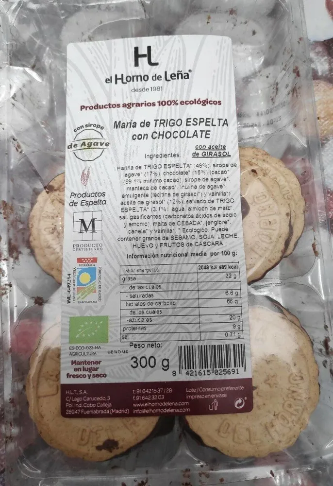 María de trigo espelta con chocolate