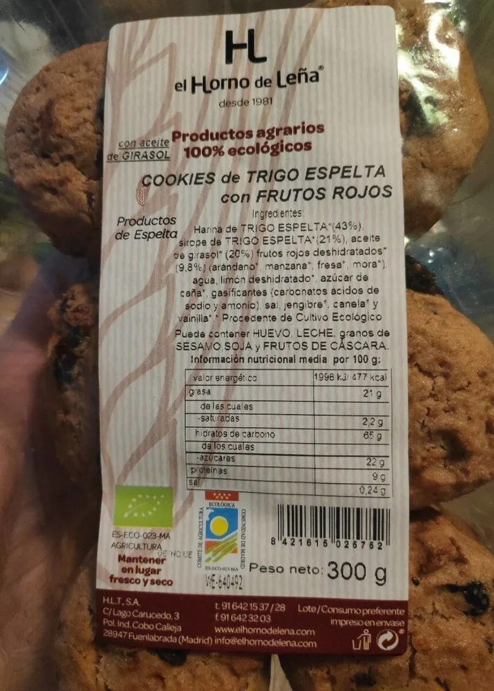 Cookies de trigo espelta con frutos rojos