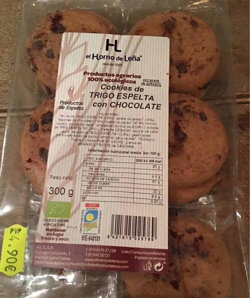 Cookies de trigo espelta con chocolate