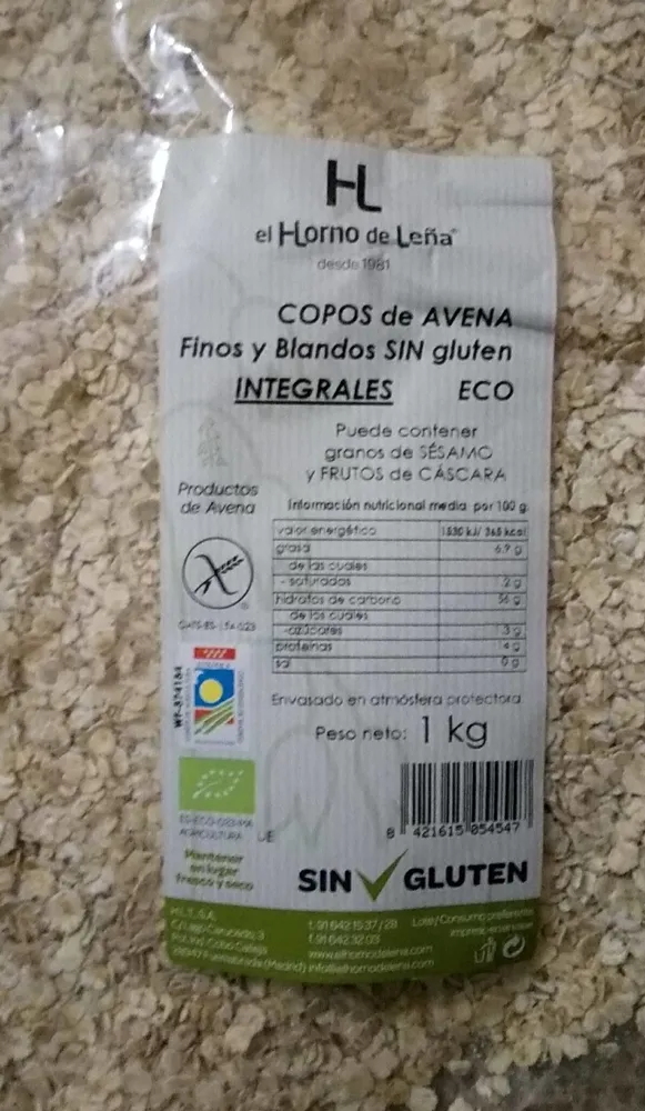 Copos de avena sin gluten