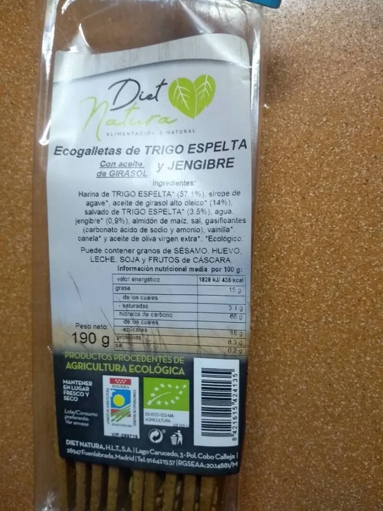 Eco galletas de espelta y jengibre bio