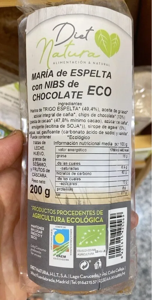 Maria de espelta con nibs de chocolate ECO