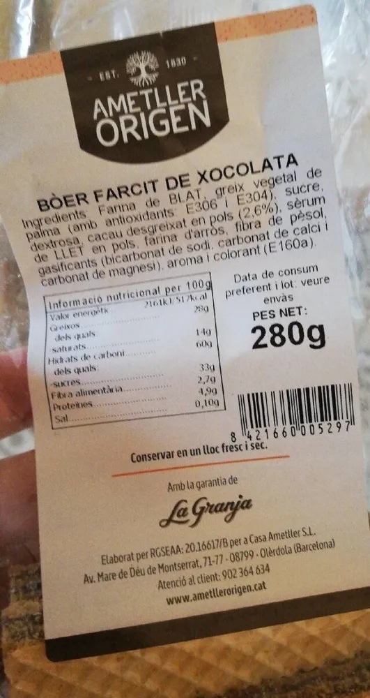 Bòer farcit de xocolata