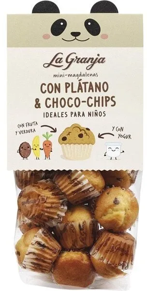 Mini magdalenas con plátano y choco chips