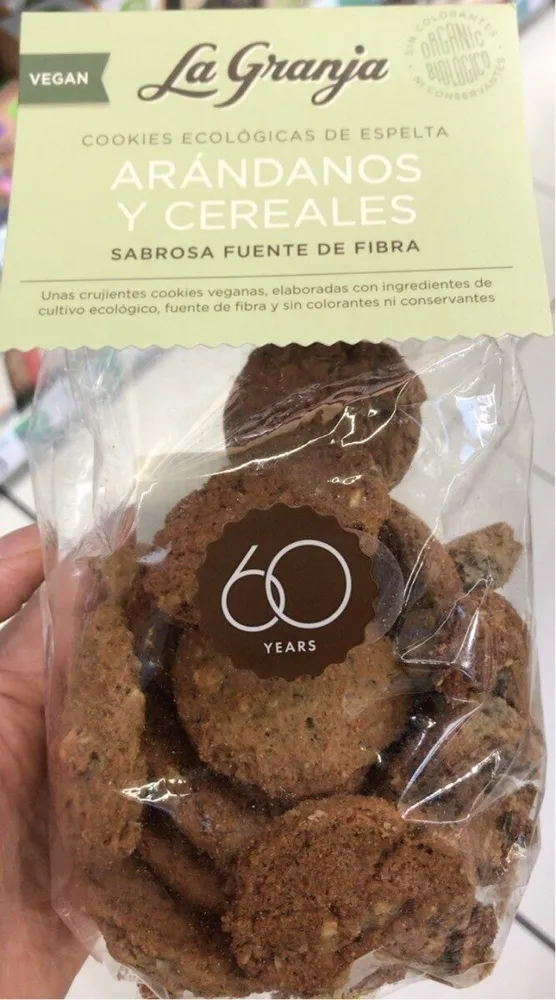 Cookies ecologicas de espelta arandanos y cereales