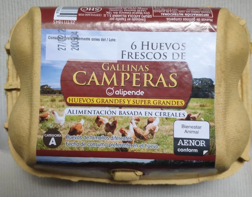 Huevos frescos de gallinas camperas