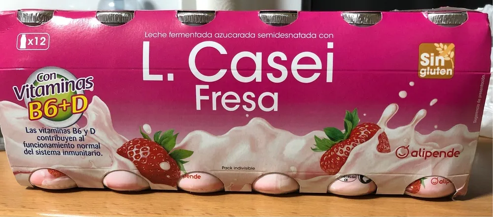 Leche fermentada azucarada semidesnstada con l. Casei
