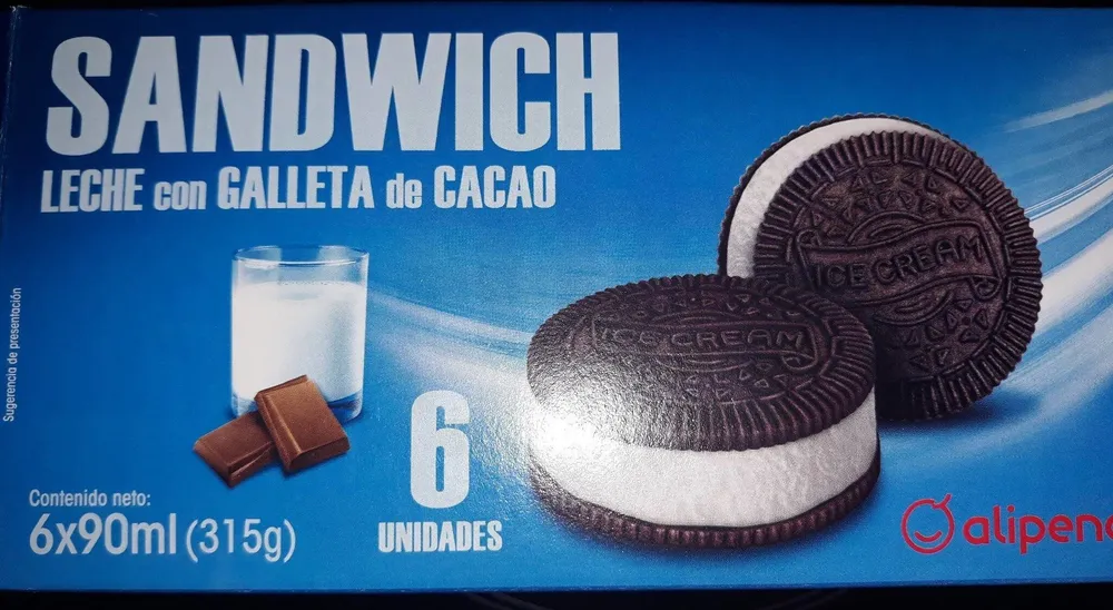 Sandwich leche con galleta de cacao