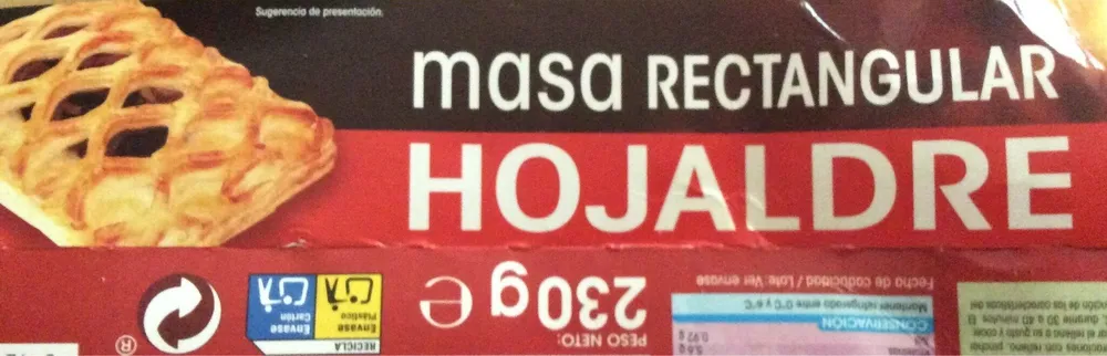 Masa rectangular hojaldre