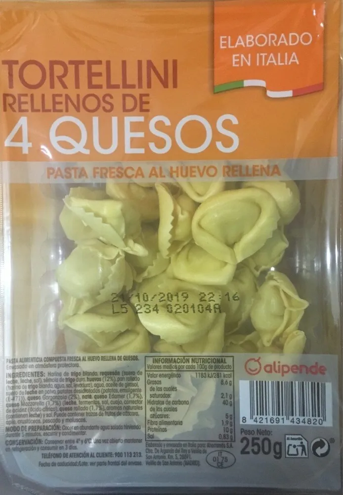 Tortellini Rellenos de 4 Quesos