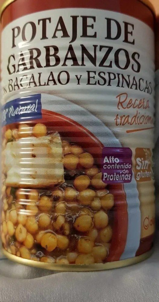 Potaje de garbanzos con bacalao y espinacas