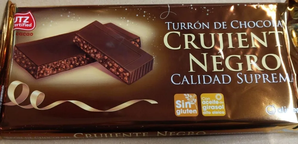 Turrón de chocolate crujiente negro