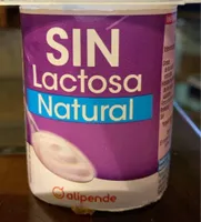 Yogur natural sin lactosa