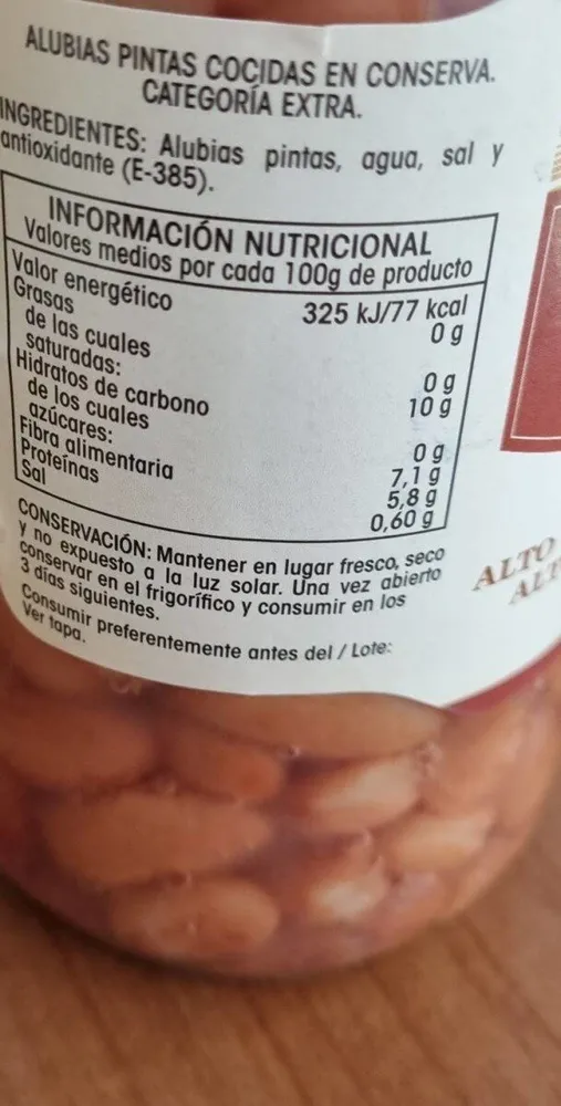 Alubias pintas extra