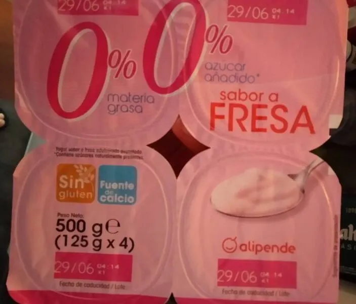 Yogurt 0% sabor a fresa