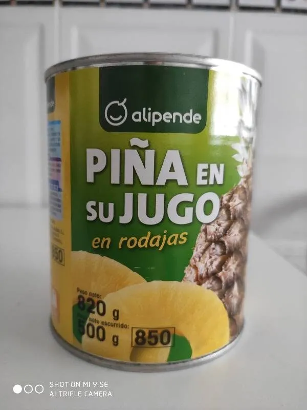 Piña en su jugo en rodajas
