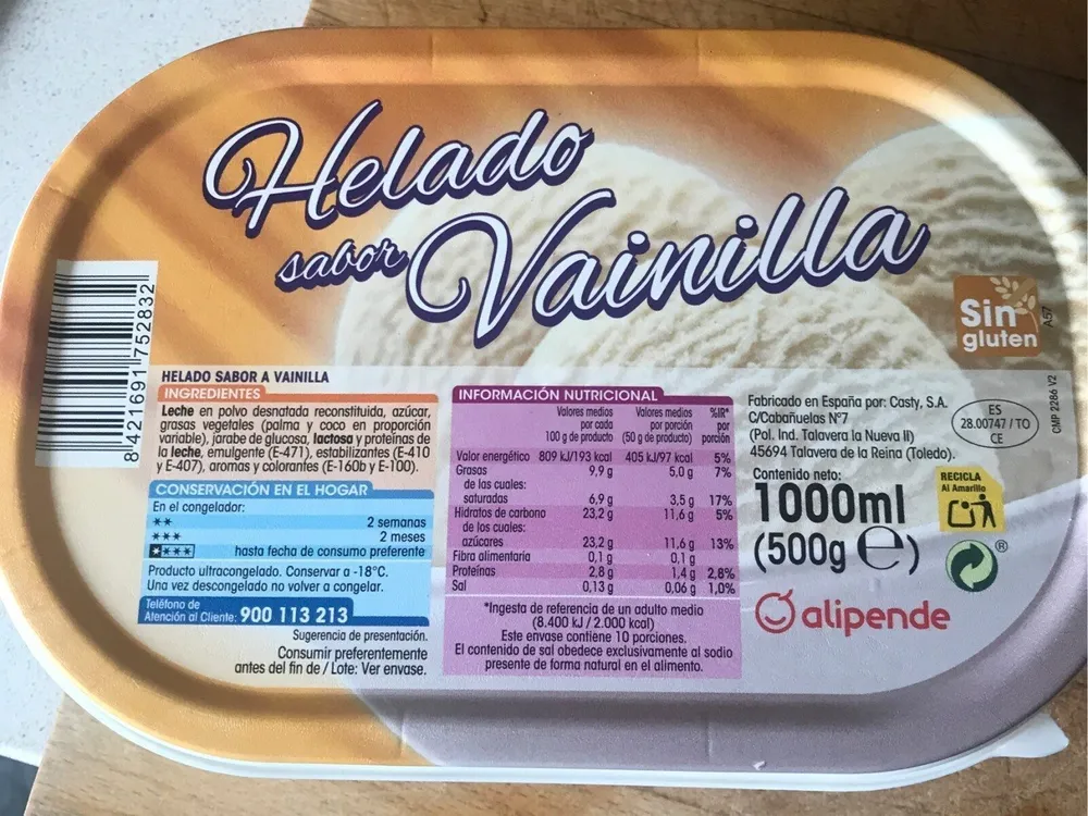 Helado vainilla