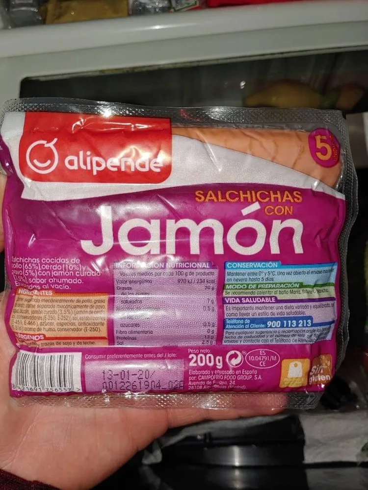 Salchichas con jamón