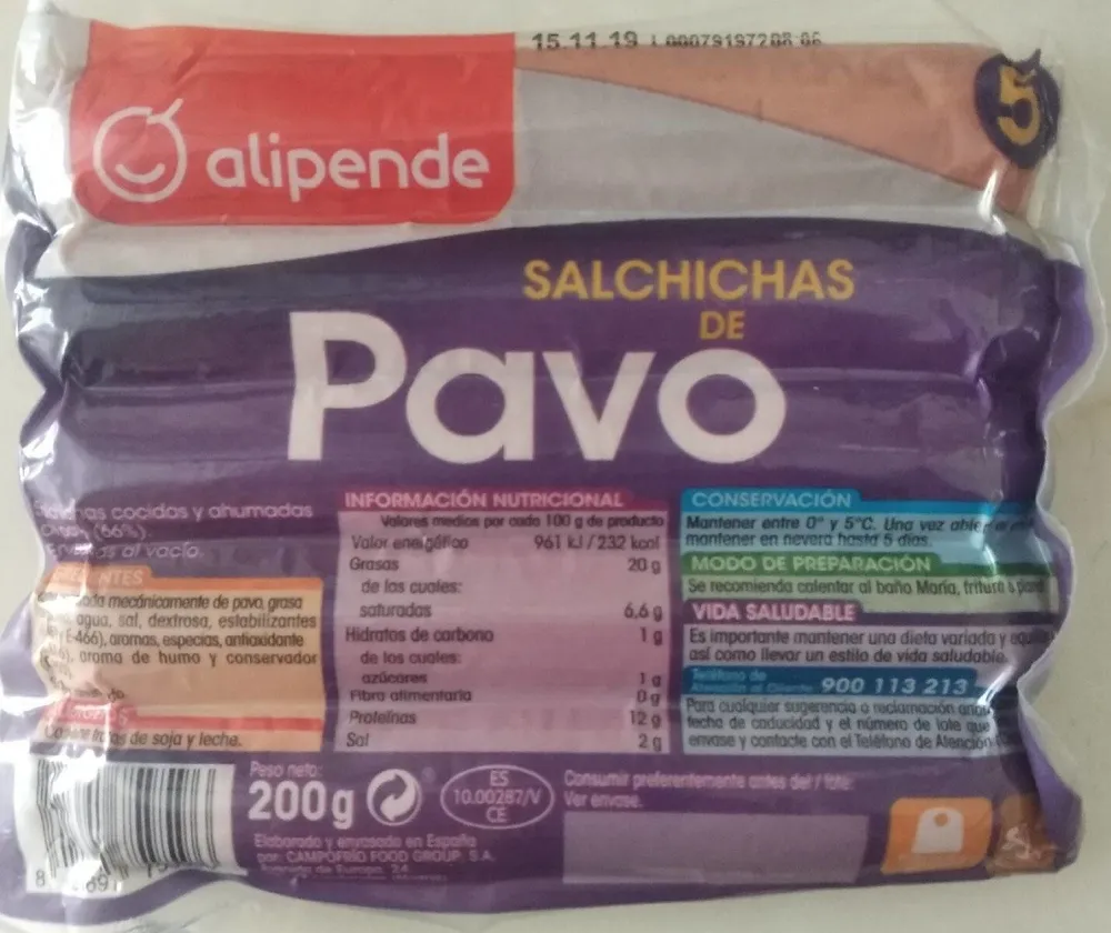 Salchichas de pavo