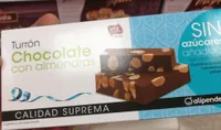 Turrón de chocolate con almendras sin azúcar