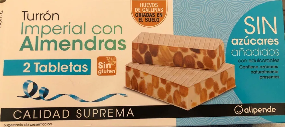Turrón imperial con almendras sin azúcar