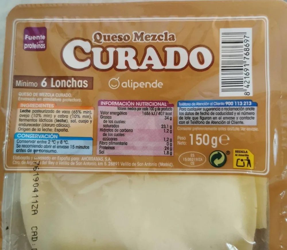 Queso mezcla curado