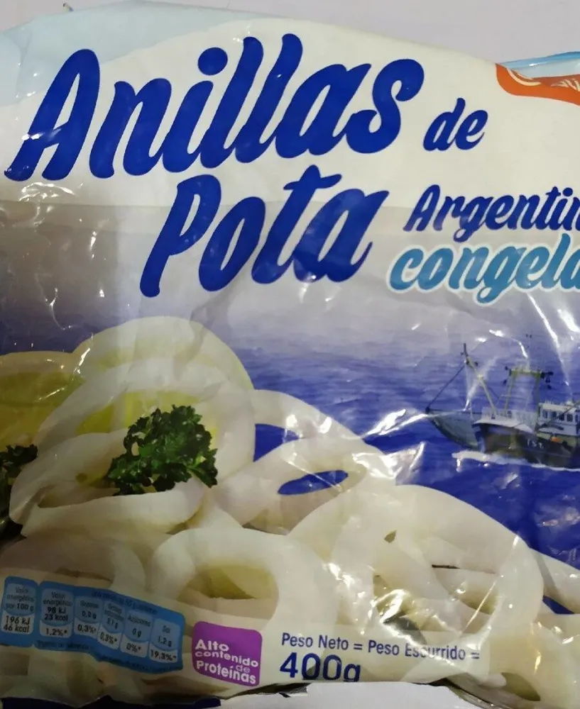 Anillas de pota argentina congeladas