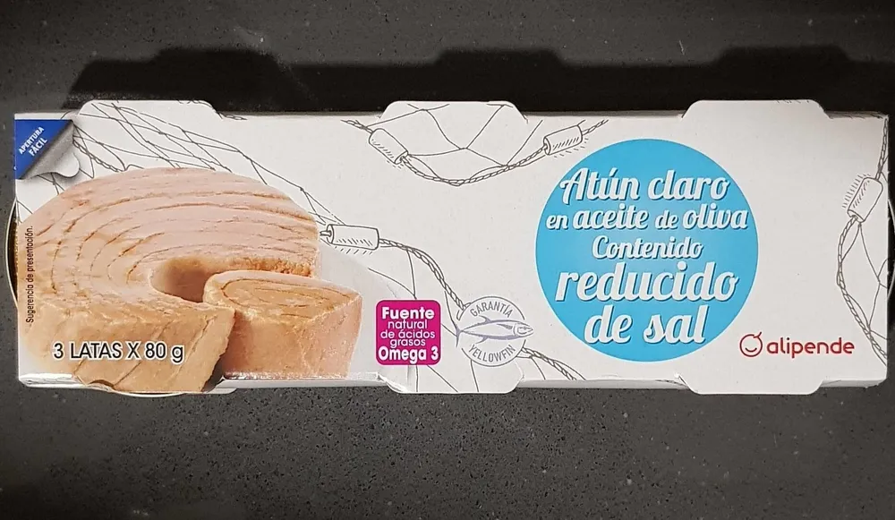 Atun claro en aceite de oliva redicido en sal