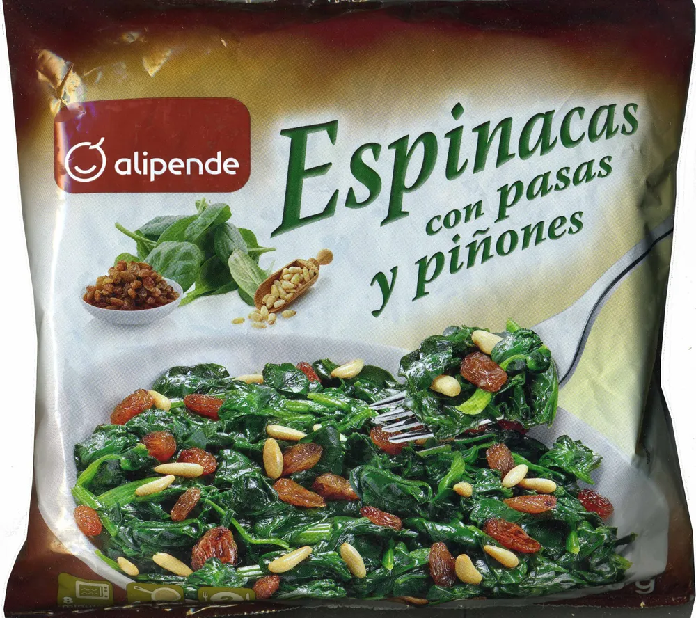 Espinacas con pasas y piñones