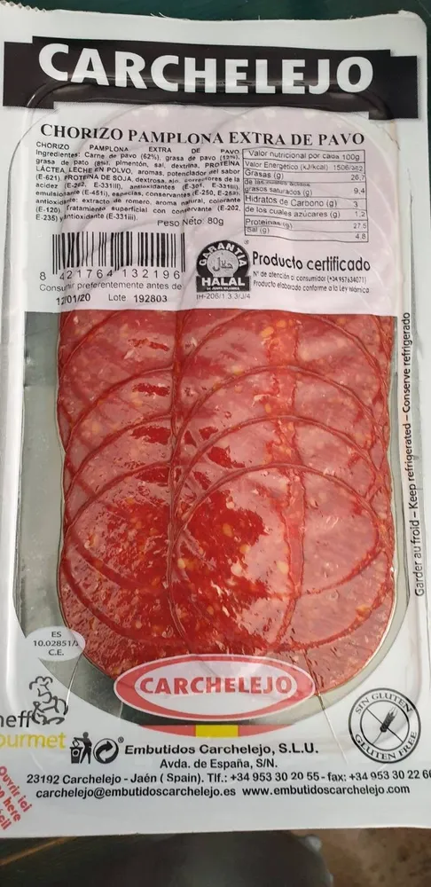 Chorizo Pamplona extra de pavo (halal)