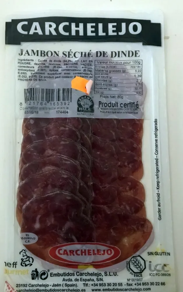Jambon séché de dinde