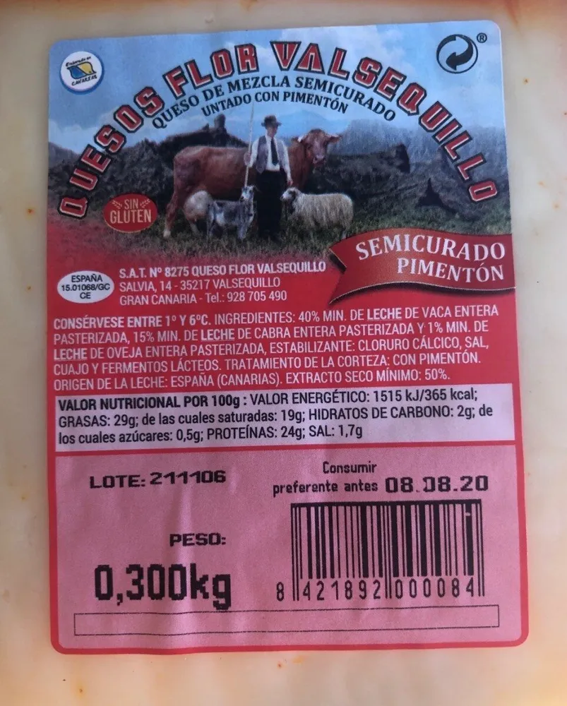 Queso mezcla semicurado con pimentón