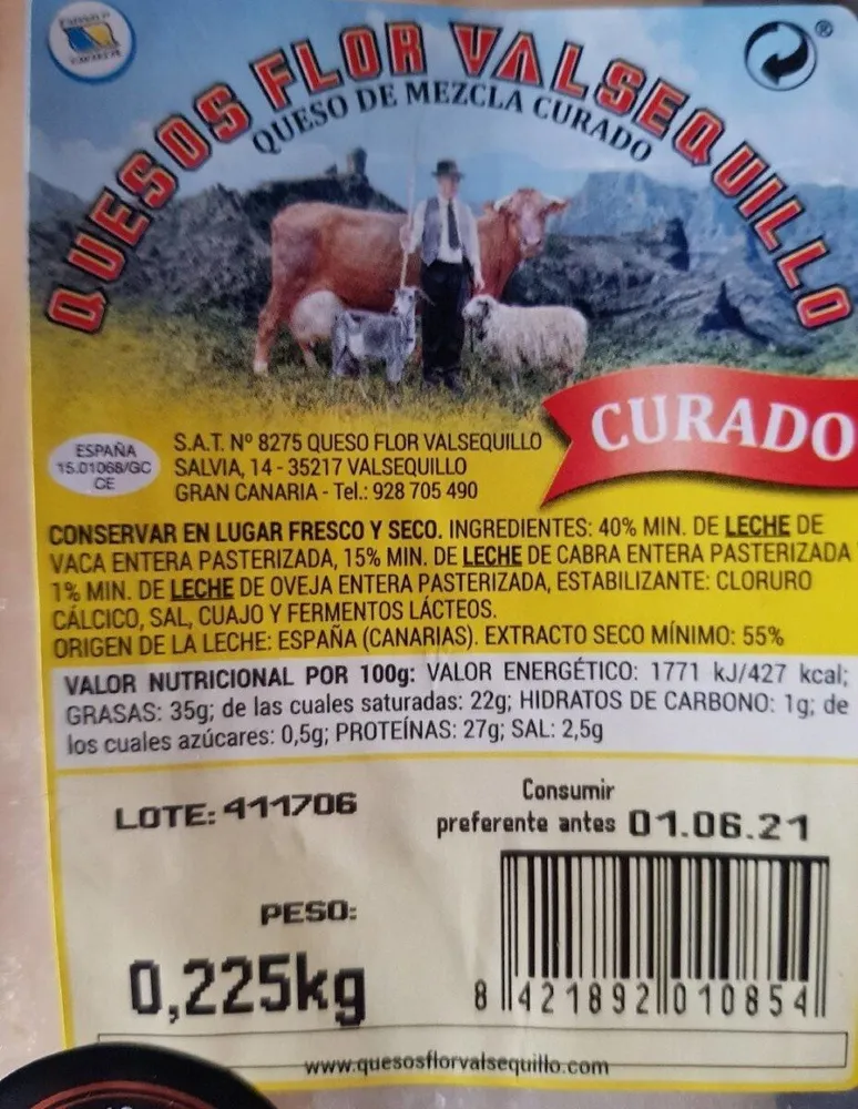 Queso Flor Valsequillo curado