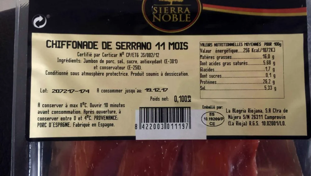 Chiffonnade Serrano