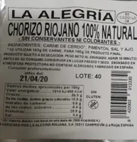 Chorizo riojano 100% natural