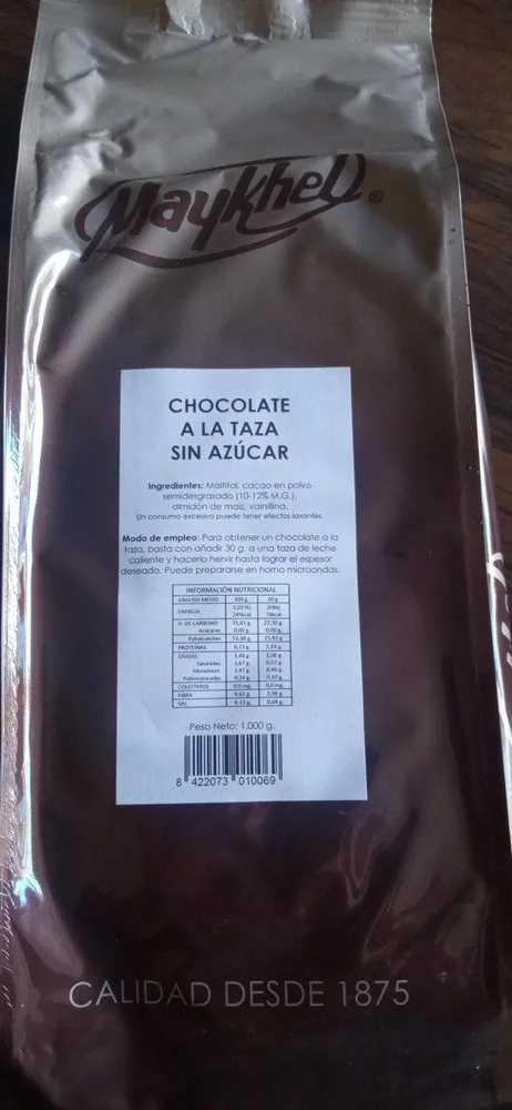 Chocolate a la taza sin azúcar